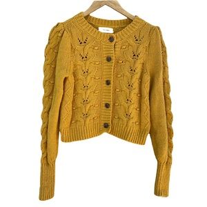 Anthropologie Yellow Cardigan Sweater | Size Small